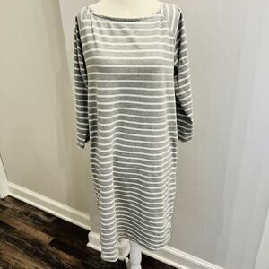 Gap Maternity Sz L Gray And White Striped Dress (A0129)